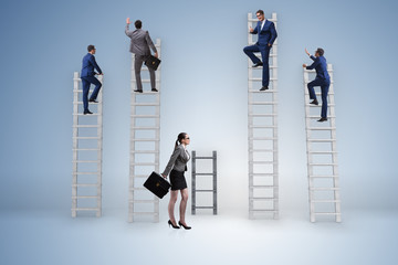 Concept of inequal career opportunities between man woman