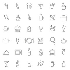 set of kitchen and restaurant line thin icon with modern and simple style use for web asset or pictogram element