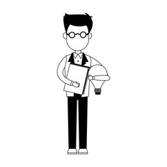 Businessman with idea cartoon vector illustration graphic design