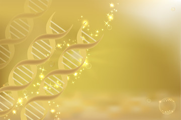 DNA background with space for text for cosmetic or healthcare, vector illustration.	