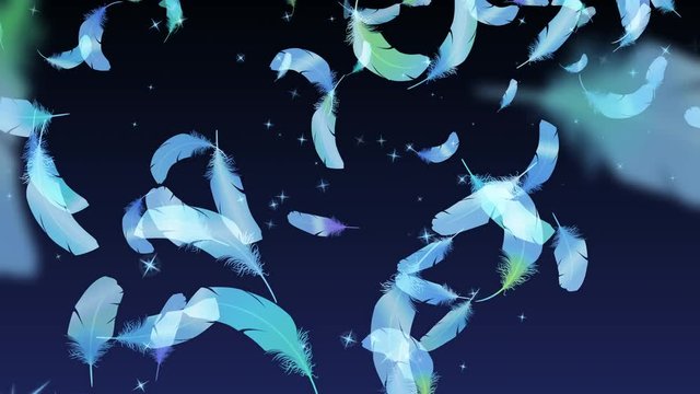 鳥の羽（フェザー）が舞う　ループ　合成サンプル：https://youtu.be/o8zqJ8fwNmw