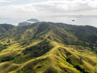 Aerial View of Green Tropical South Pacific Malolo Island in Fiji