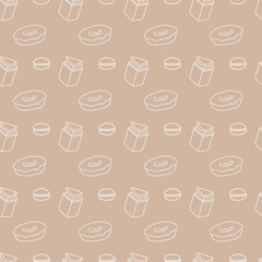 Food Pattern Seamless Background, Donuts, Desserts And Cakes