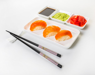 Japanese food, sushi with salmon