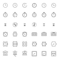 set of time icon, clock and watch