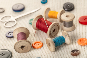 colorful threads and buttons