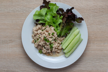 Spicy Minced Pork Salad.clean food and healthy