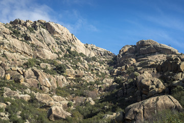 Granitic rock formations in La Pedriza, Guadarrama Mountains National Park, province of Madrid, Spain