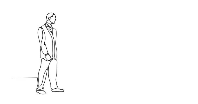 Self drawing animation of business people meeting with handshake