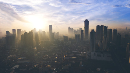 Beautiful sunrise over Jakarta city