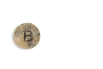 Silver bitcoin isolated on white background.