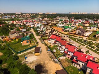 Fototapeta na wymiar view from above on Modern cottage village near Moscow, Russia