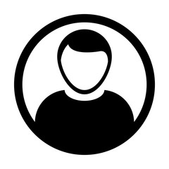 Man icon vector user person profile avatar symbol in circle flat color glyph pictogram illustration