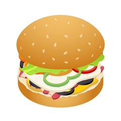 Hamburger icon. Isometric of hamburger vector icon for web design isolated on white background