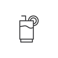 Glass drink with lime and straw outline icon. linear style sign for mobile concept and web design. Fitness diet cocktail simple line vector icon. Symbol, logo illustration. Pixel perfect vector