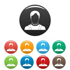 Man avatar icon. Simple illustration of man avatar vector icons set color isolated on white