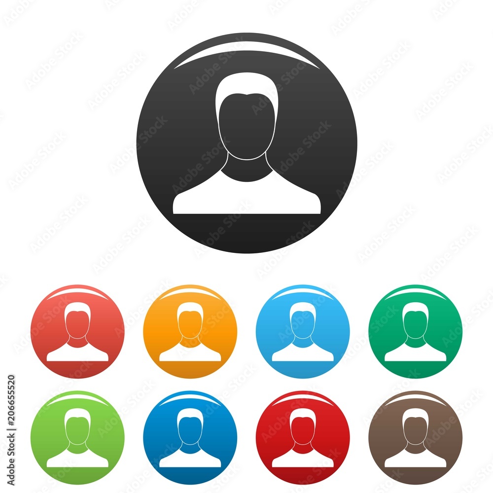 Sticker Man avatar icon. Simple illustration of man avatar vector icons set color isolated on white