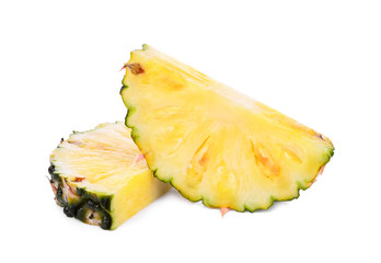 sliced ripe pineapple isolated on white background