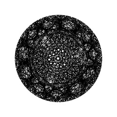 Black round abstract shape of intersecting lines isolated on white background. Vector illustration.