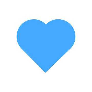 Heart icon in flat style. Blue heart isolated on white background. Vector illustration.