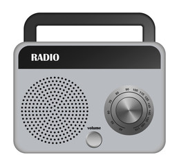 Grey portable radio mockup. Realistic illustration of grey portable radio vector mockup for web design isolated on white background
