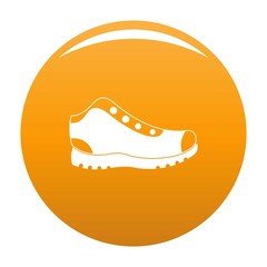 Hiking boots icon. Simple illustration of hiking boots vector icon for any any design orange