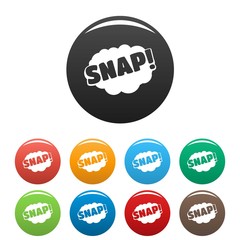 Comic boom snap icon. Simple illustration of comic boom snap vector icons set color isolated on white