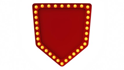 Red marquee light board sign retro on white background. 3d rendering