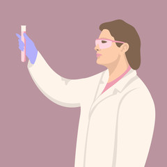 a medical laboratory worker holds a test tube vector illustration flat