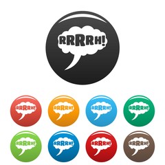 Comic boom design icon. Simple illustration of comic boom design vector icons set color isolated on white