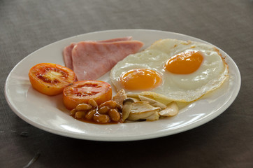 American Blackfast with fried egg.