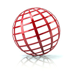 Red globe icon 3d illustration on white background