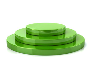 Empty green podium 3d illustration on white background
