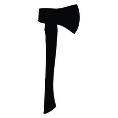 A black and white silhouette of an axe