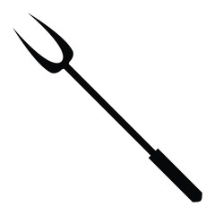 A black and white silhouette of a barbecue fork