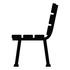 A black and white side view silhouette of a bench
