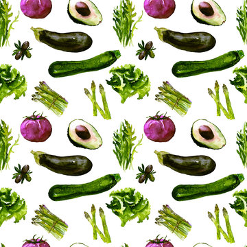 Vegetables Seamless Pattern. Repeatable Pattern with Healthy Food. 