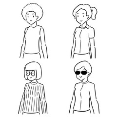 vector set of women