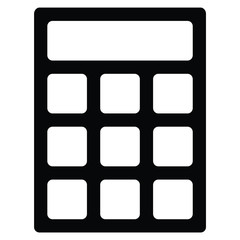 A black and white silhouette of a calculator