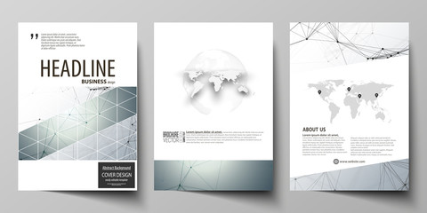 Business templates for brochure, magazine, flyer. Cover design template, vector layout in A4 size. Genetic and chemical compounds. DNA and neurons. Science technology concept. Geometric background.