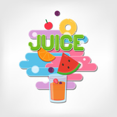 Fruit and juice colorful banner