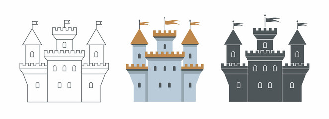 Castle icon. flat style. isolated on white background