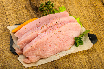 Raw turkey steak
