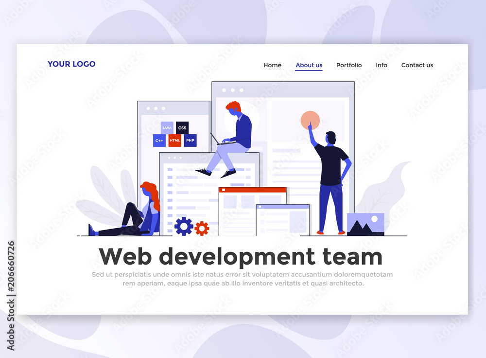 Wall mural flat modern design of landing page template - web development