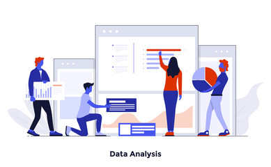 Modern Flat design Concept Illustration - Data Analysis