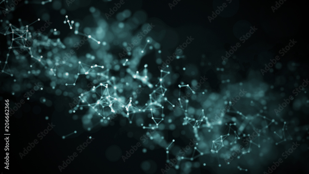 Aufkleber Technology concept background. Concept of Network. Abstract science geometrical background with connecting dots and lines. Big data visualization.