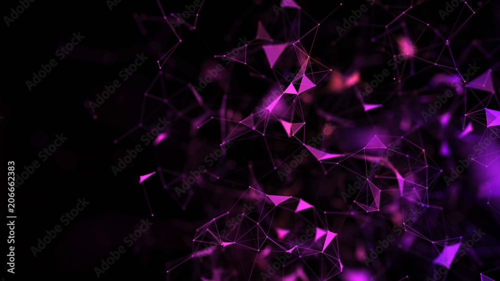 Aufkleber Music colorful abstract background. Plexus effect. Particles background with connecting dots and lines.