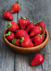 Bowl with fresh strawberries