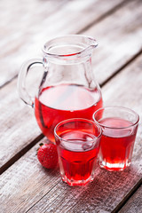 Strawberry liquor in a glasses