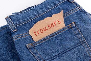 trousers label in jeans pocket